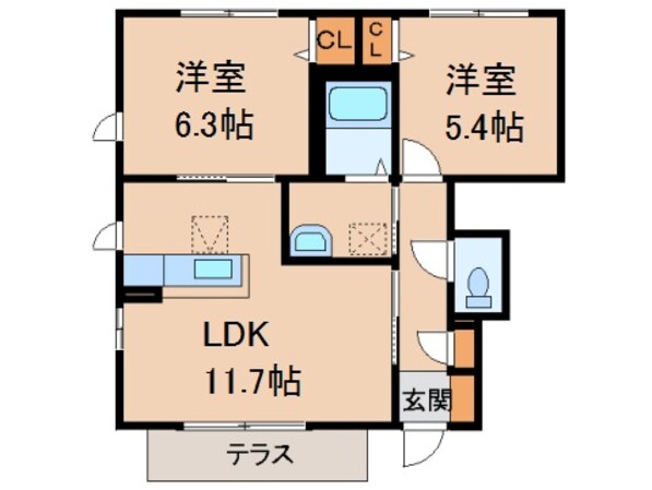 シャーメゾン西浜Ｂの物件間取画像